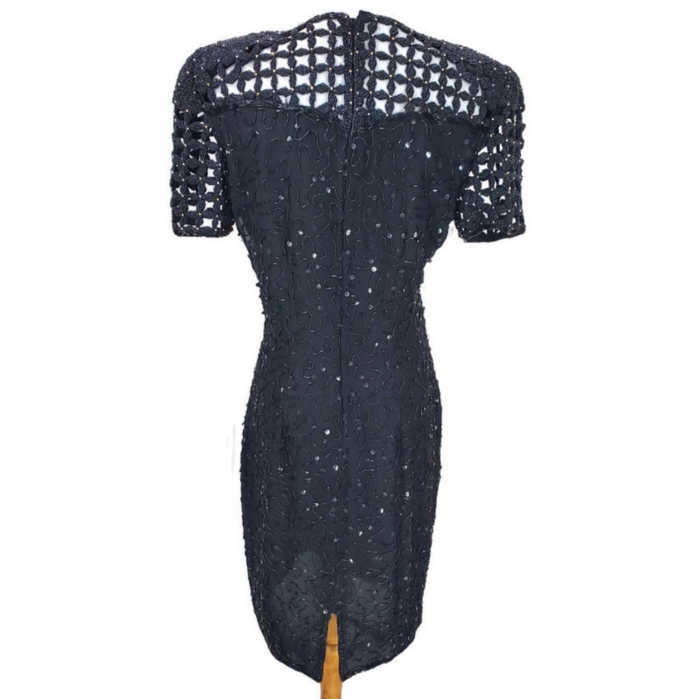 Vintage 100% Silk Robert Anthony Beaded Great Gatsby Inspired Cocktail Dress - Picture 3 of 15